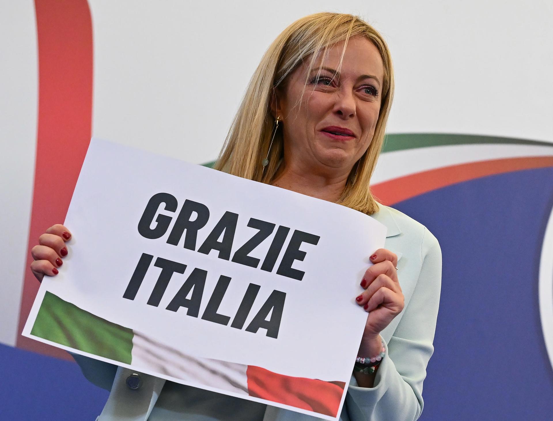 Giorgia Meloni tras ganar las elecciones generales en Italia. EFE/EPA/ETTORE FERRARI