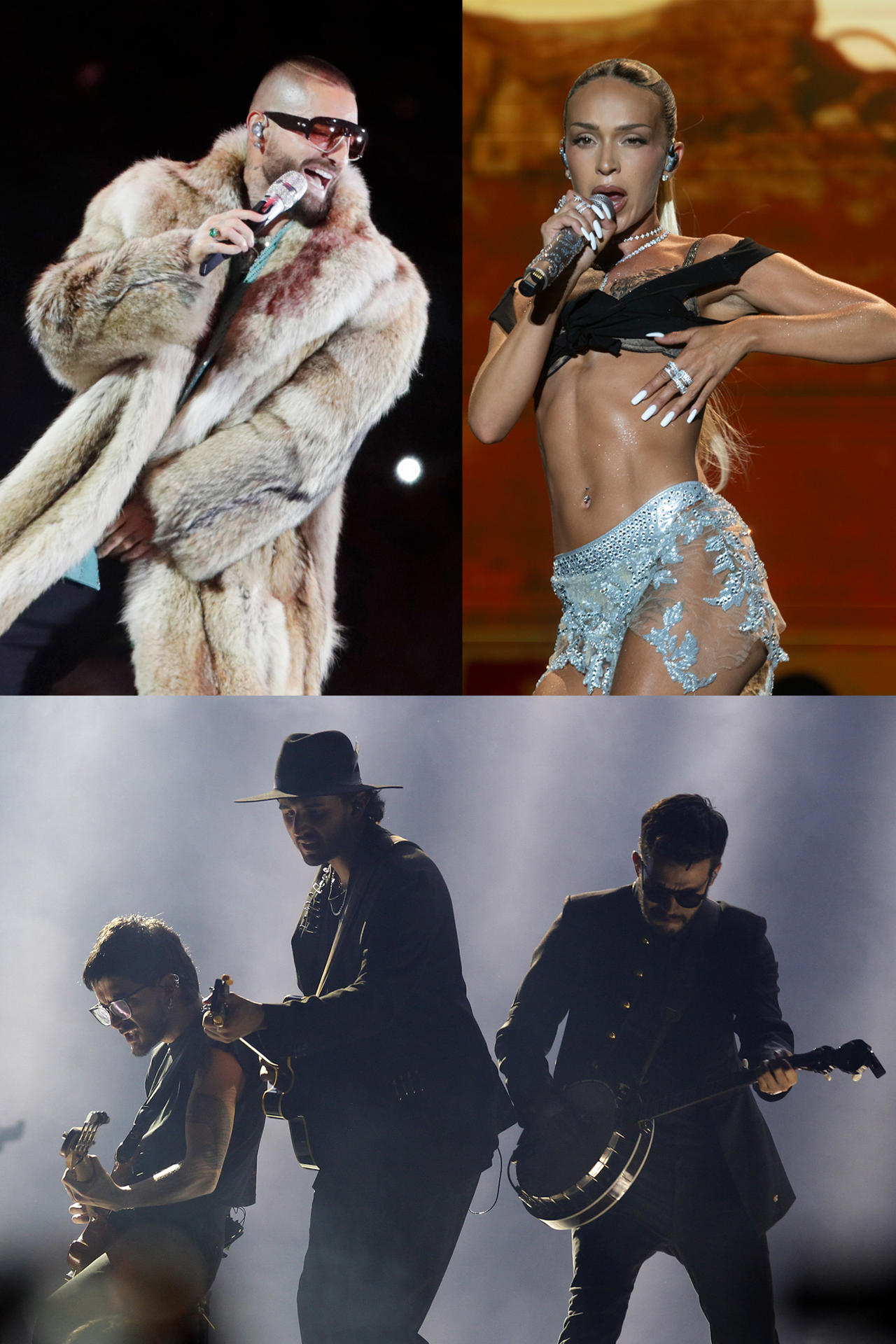 Combo de fotografías de archivo de los artistas Maluma (i-arriba), Bad Gyal (d-arriba) y la banda Morat, que harán parte la gala de los Premios Juventud 2025, el próximo 25 de septiembre, en Ciudad de Panamá (Panamá). EFE