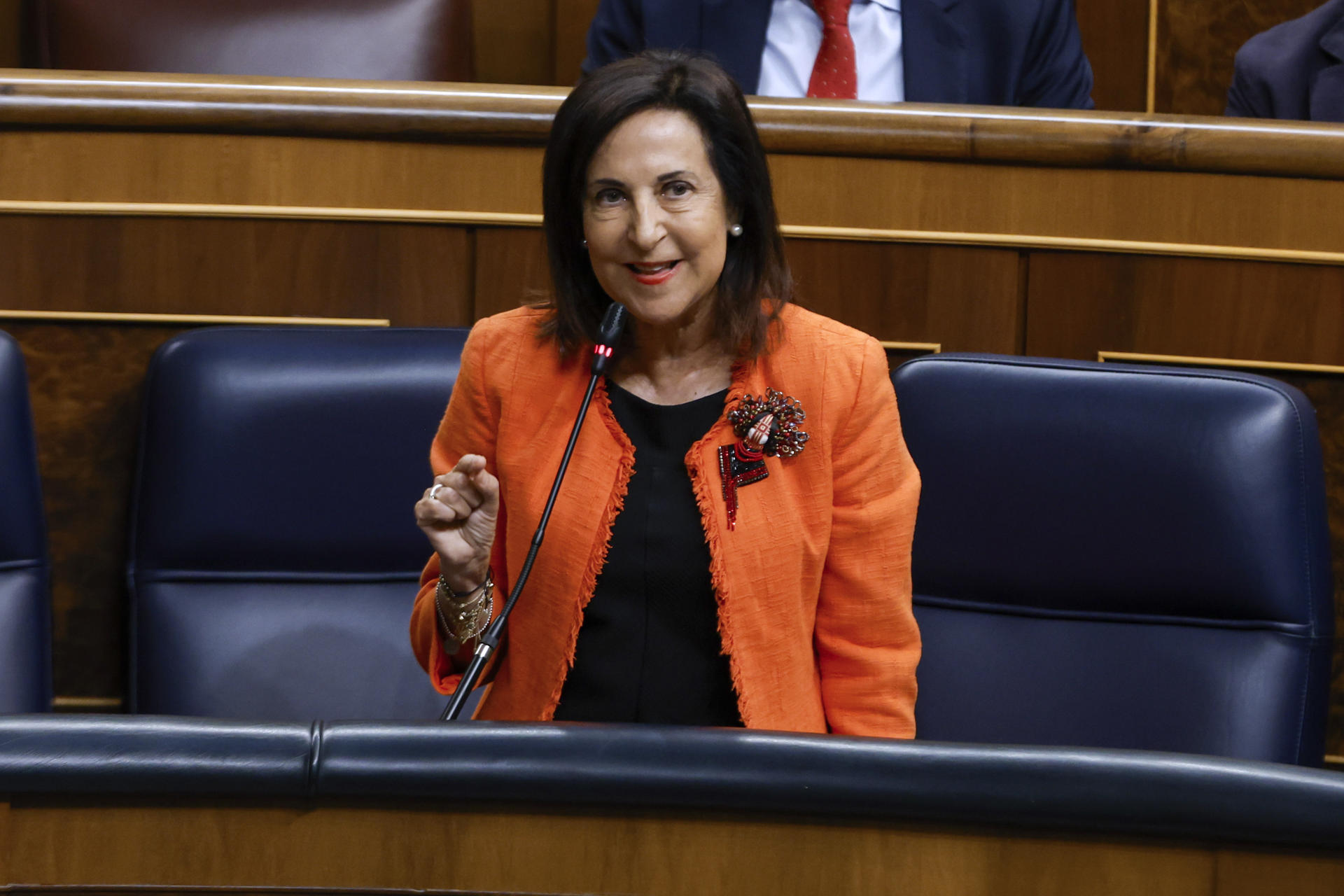La ministra de Defensa, Margarita Robles este miércoles, en el Congreso de los Diputados. EFE/ J.J. Guillén