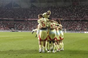 Los jugadores de la selección española celebran el 0-1 an Turquía en Konya. EFE/EPA/ERDEM SAHIN