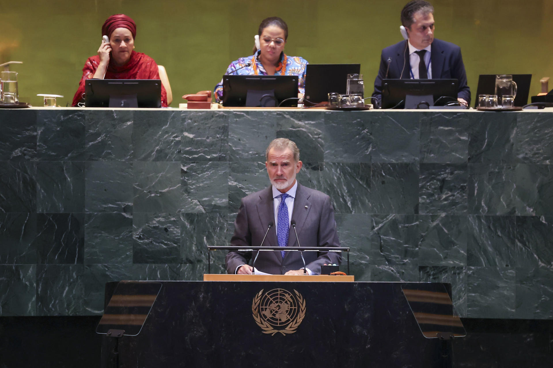 El rey Felipe VI interviene en representación de España al inicio de la segunda jornada de la Asamblea General de Naciones Unidas. EFE/Casa de S.M. el Rey/Jose Jiménez