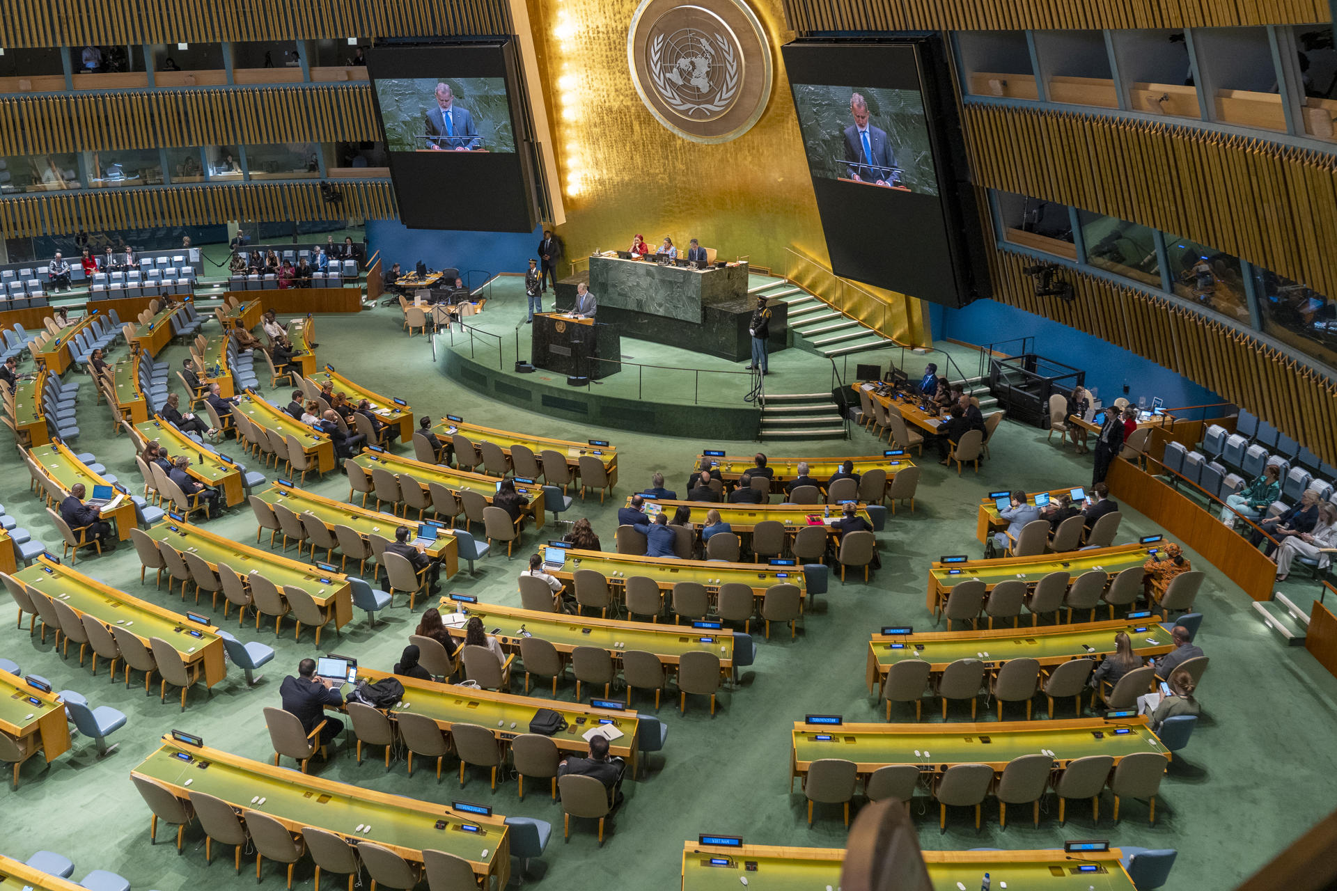 Fotografía del 24 de septiembre de 2025 de la Asamblea General de la Organización de las Naciones Unidas (ONU). EFE/ Ángel Colmenares