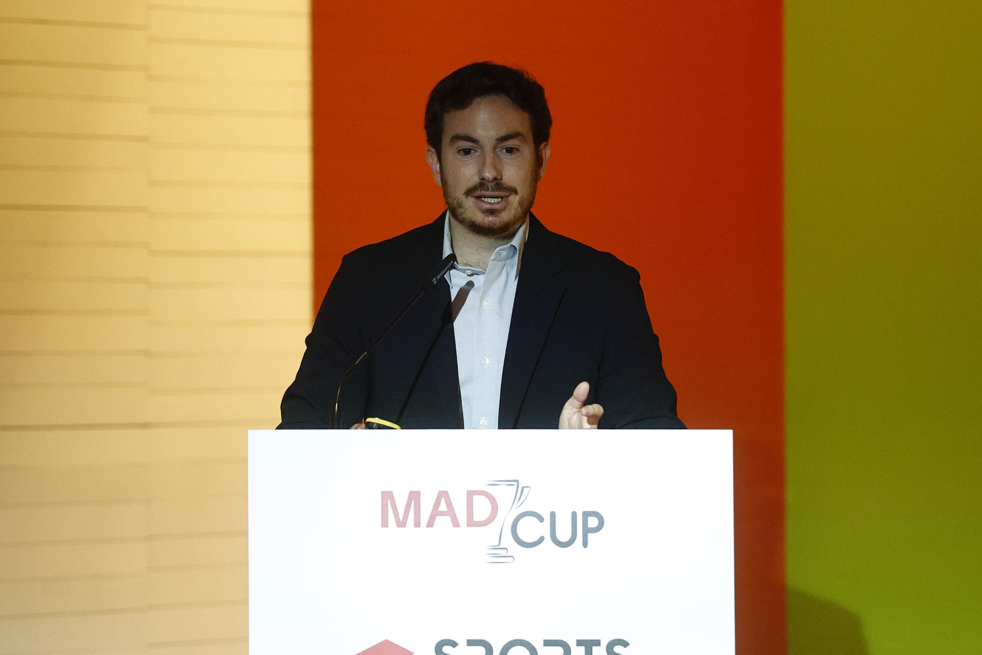 El director del MadCup, José Ortiz, durante la presentación de la Madcup 2026 en la que también se ha hecho balance de la primera edición Summit Madrid. EFE/Rodrigo Jiménez
