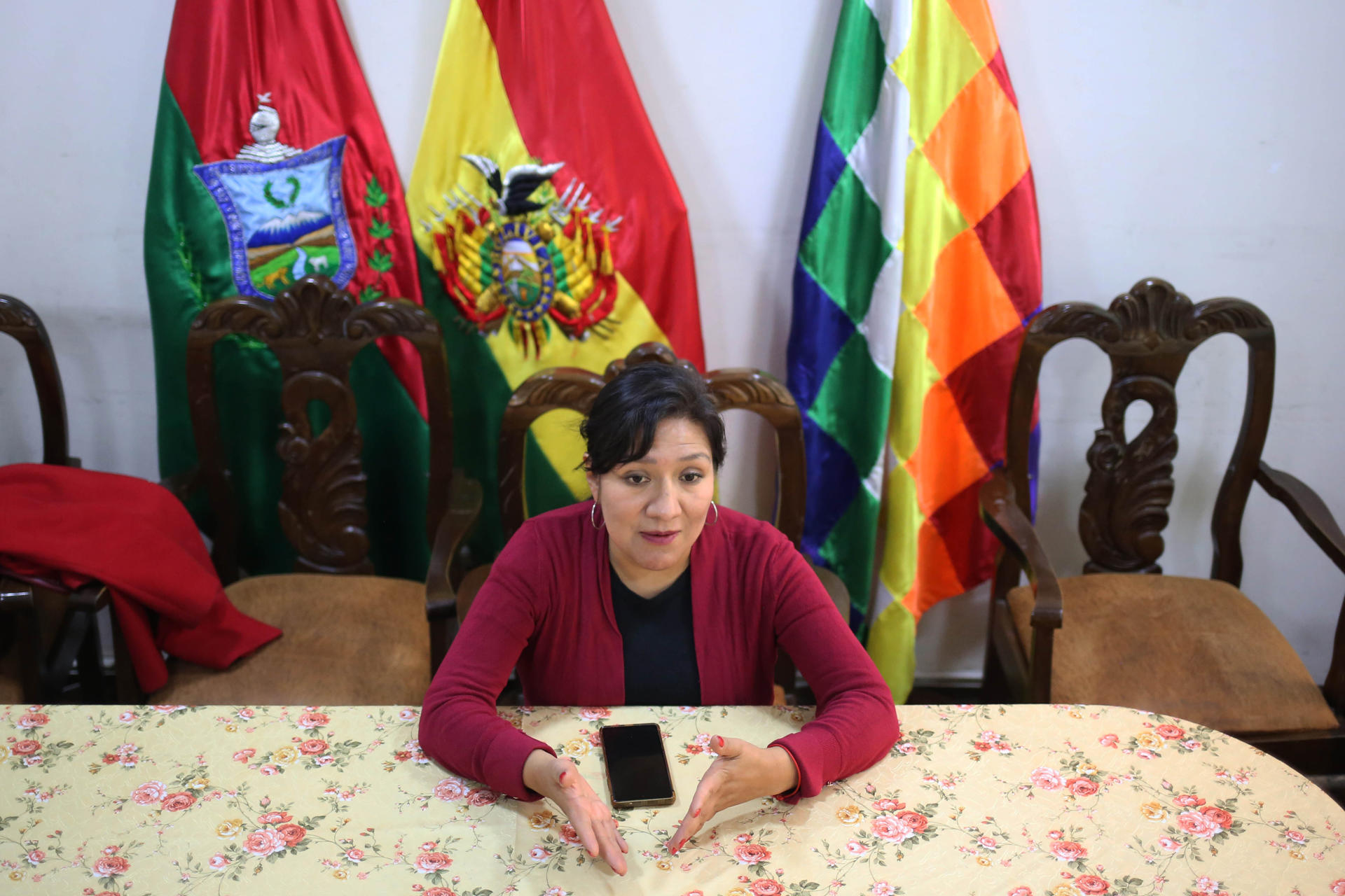 Samanta Coronado, asambleísta departamental por La Paz, fue captada el pasado 4 de septiembre, durante una entrevista con EFE, en La Paz (Bolivia). EFE/Luis Gandarillas