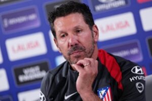 Simeone, en la rueda de prensa de este viernes. EFE/ Borja Sanchez-Trillo