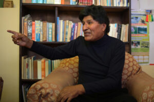 Fotografía de archivo del expresidente de Bolivia Evo Morales, durante una entrevista con EFE, en Calamarca (Bolivia). EFE/Luis Gandarillas