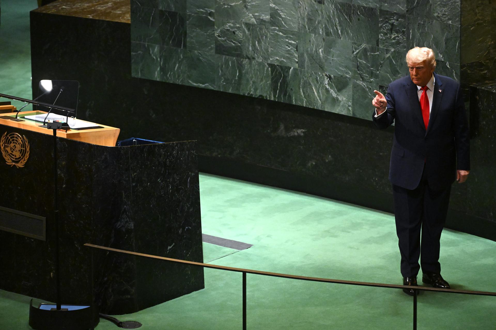 El presidente de EE.UU., Donald Trump, habla ante la Asamblea General de la ONU, el 23 de septiembre de 2025. EFE/LUKAS COCH
