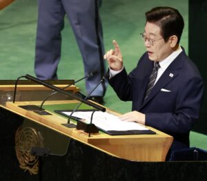 El presidente surcoreano, Lee Jae-myung, en la Asamblea General de las Naciones Unidas, en Nueva York. EFE/YONHAP