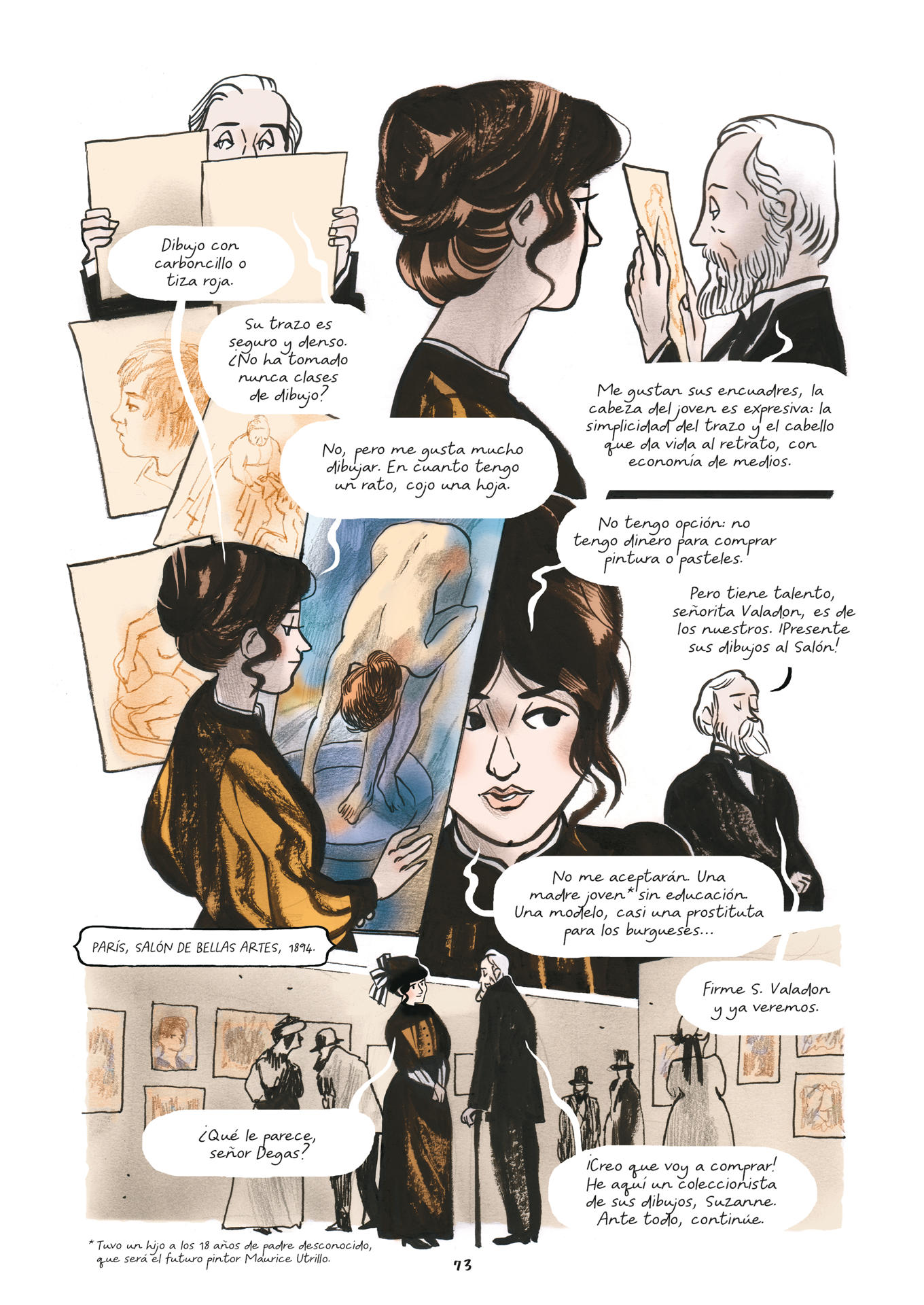 Página del cómic 'Historia del arte en femenino': Muhcas mujeres en cuadros, pero pocas pintoras. EFE/Garbuix Books