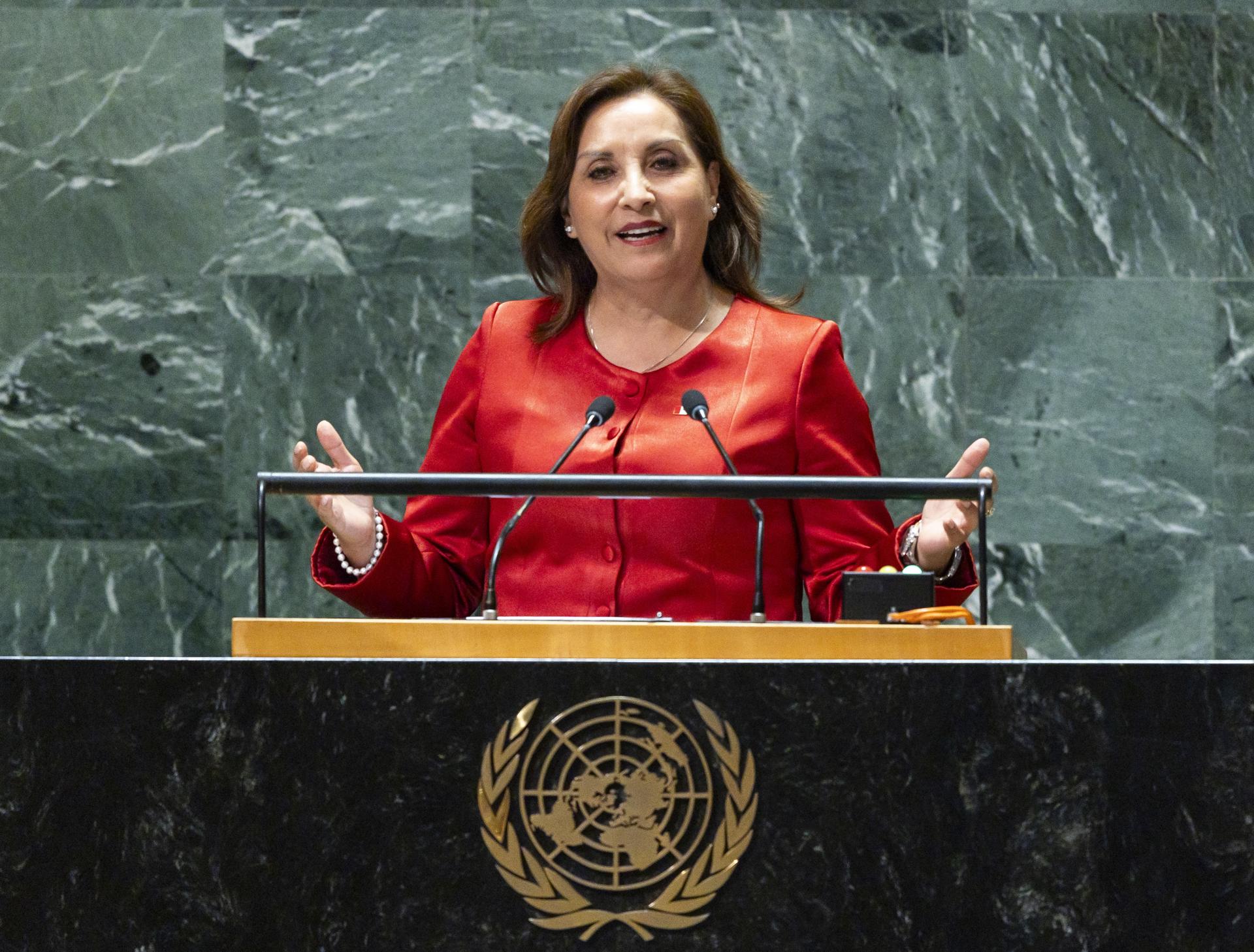 La presidenta de Perú, Dina Boluarte, en una foto de archivo. EFE/EPA/JUSTIN LANE
