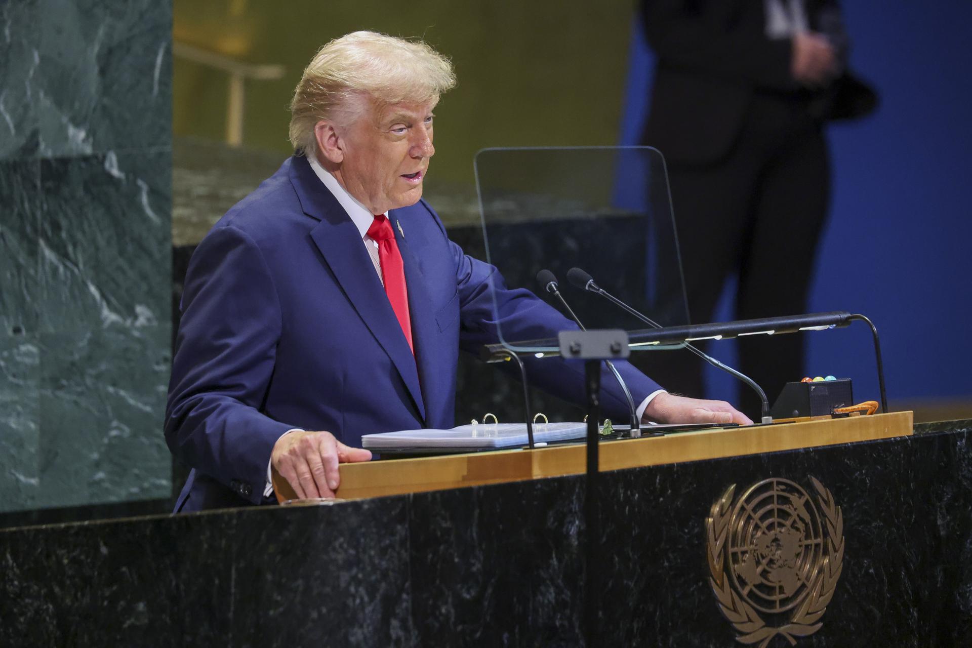 El presidente de EE.UU., Donald Trump, habla ante la Asamblea General de la ONU, el 23 de septiembre de 2025. EFE/SARAH YENESEL