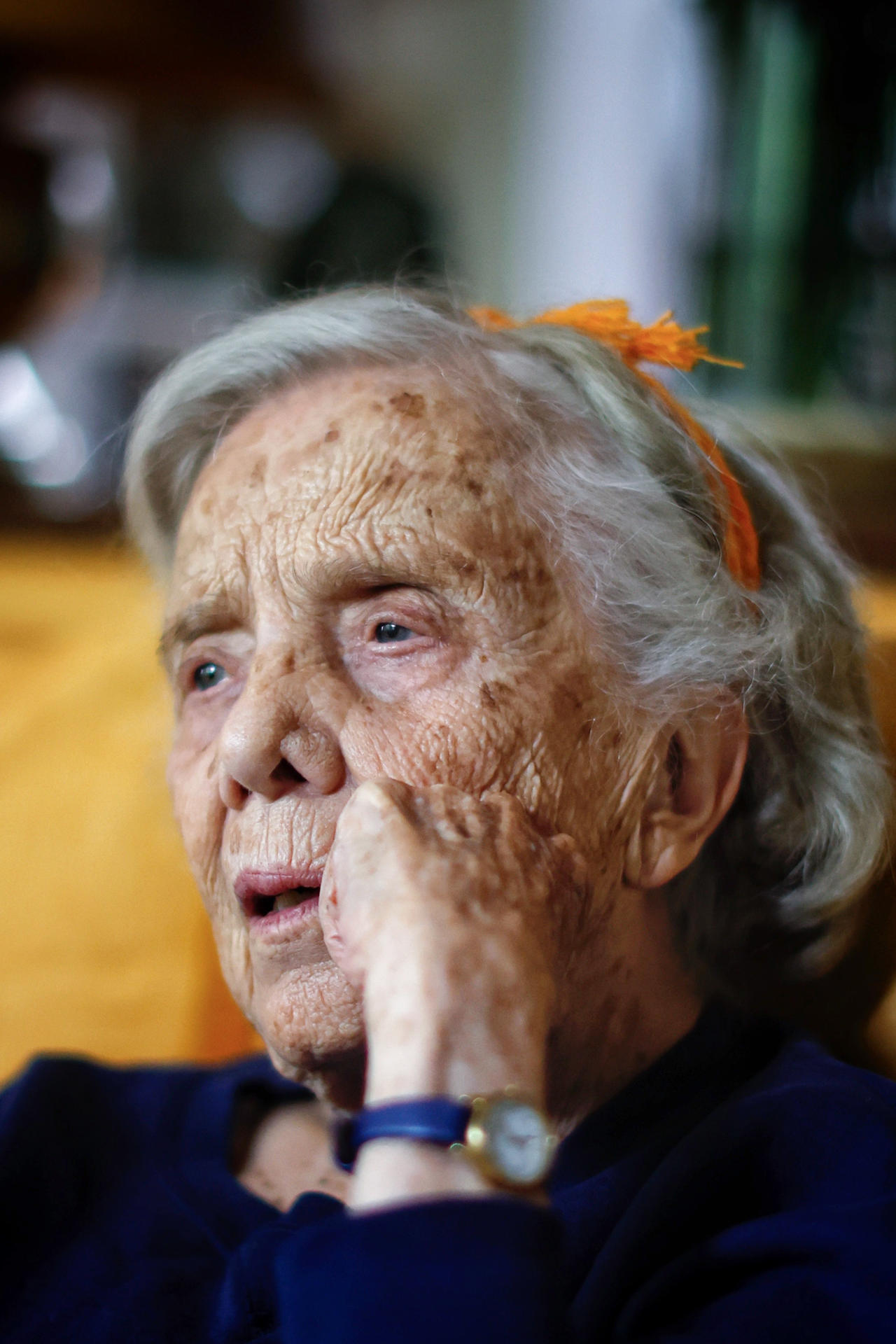 La escritora mexicana Elena Poniatowska habla durante una entrevista con EFE este miércoles, en Ciudad de México (México). EFE/Sáshenka Gutiérrez
