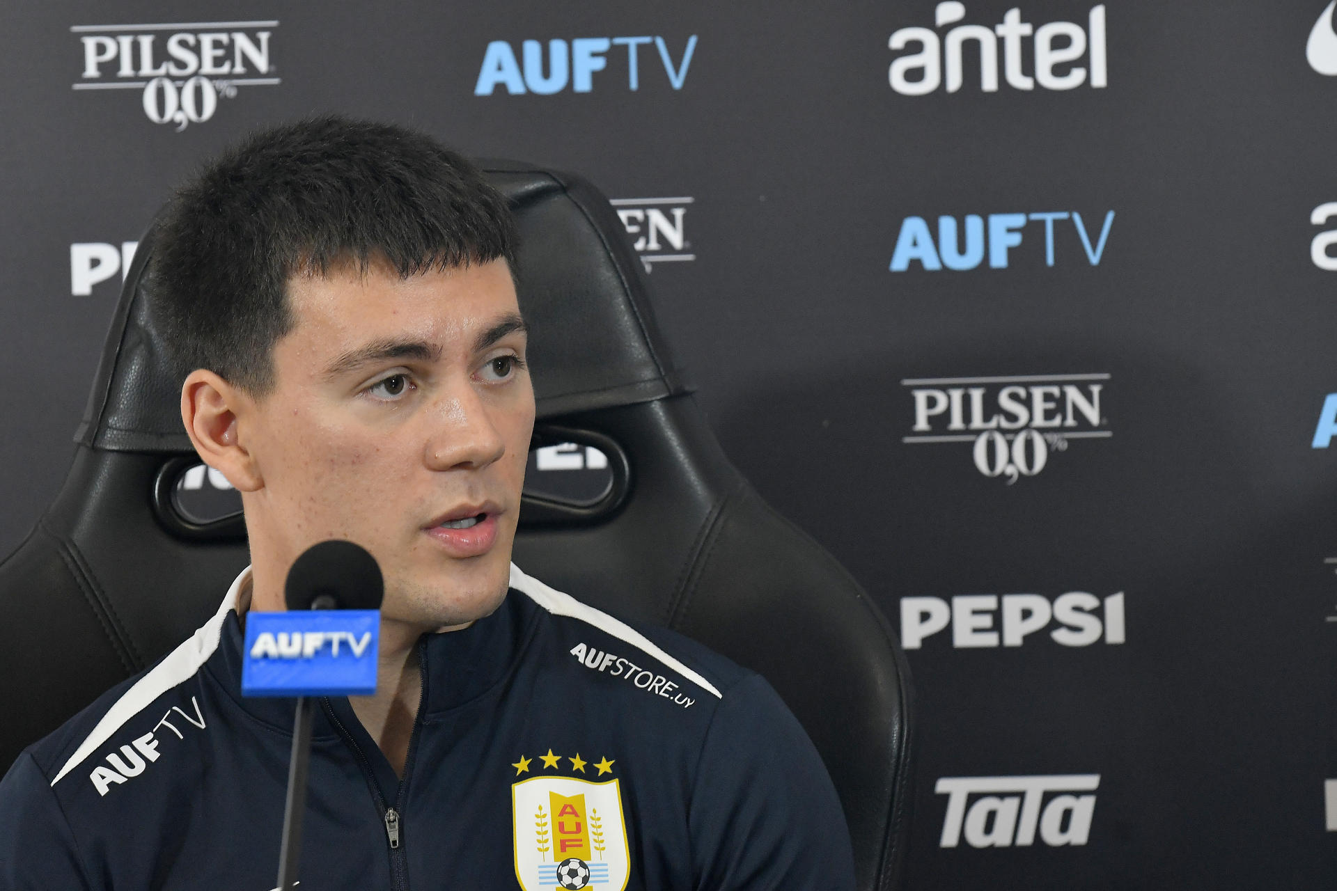 El jugador Facundo Pellistri durante rueda de prensa. EFE / STR