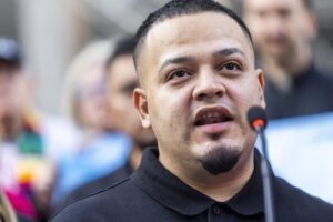 Fotografía de archivo, tomada el pasado 25 de agosto, del salvadoreño Kilmar Abrego Garcia, al dar unas declaraciones a la prensa, en Baltimore (Maryland, EE.UU.). EFE/Shawn Thew