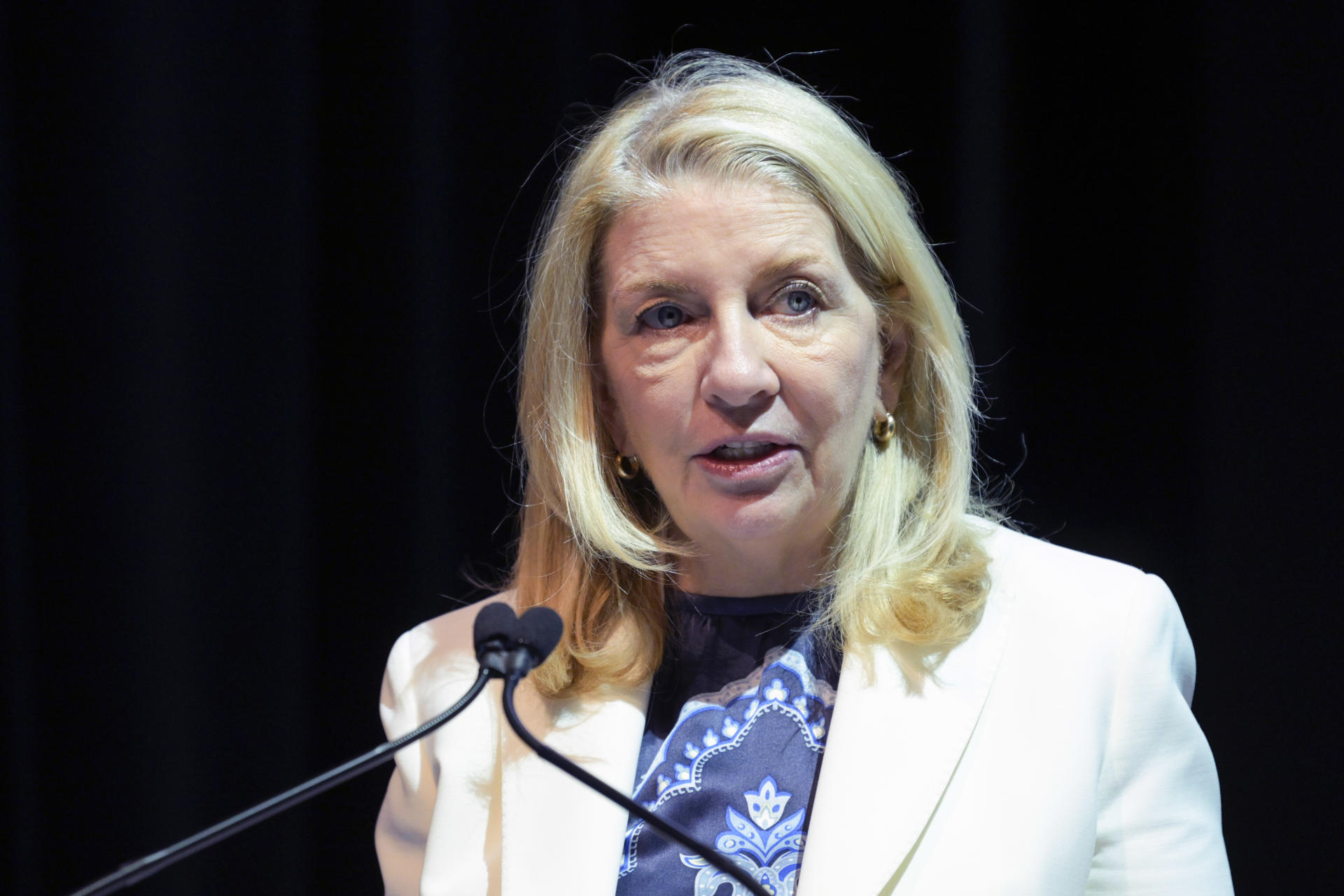 Fotografía de archivo de la directora ejecutiva de Unicef, Catherine Russell, durante una conferencia, en Washington DC (EEUU). EFE/Lenin Nolly