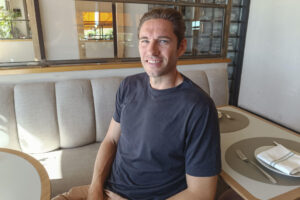 El escolta francés Fabien Causeur durante una entrevista con EFE en Madrid. EFE/ Pedro Martín