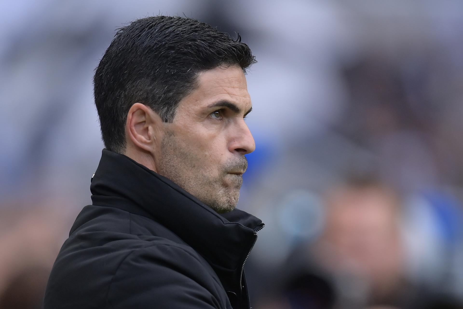 El español Mikel Arteta, entrenador del Arsenal, durante el partido que disputó el pasado domingo su equipo contra el Newcastle. EFE/EPA/GARY OAKLEY USO EDITORIAL