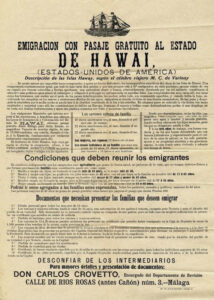 MÉRIDA, 07/09/2025.- Cartel promocional dirigido a atraer la emigración de españoles a las islas Hawái a prinicipios del siglo XX, cuyos descendientes se reúnen estos días en San Francisco (EE. UU.). EFE/ Manuel Trinidad SOLO USO EDITORIAL/SOLO DISPONIBLE PARA ILUSTRAR LA NOTICIA QUE ACOMPAÑA (CRÉDITO OBLIGATORIO)