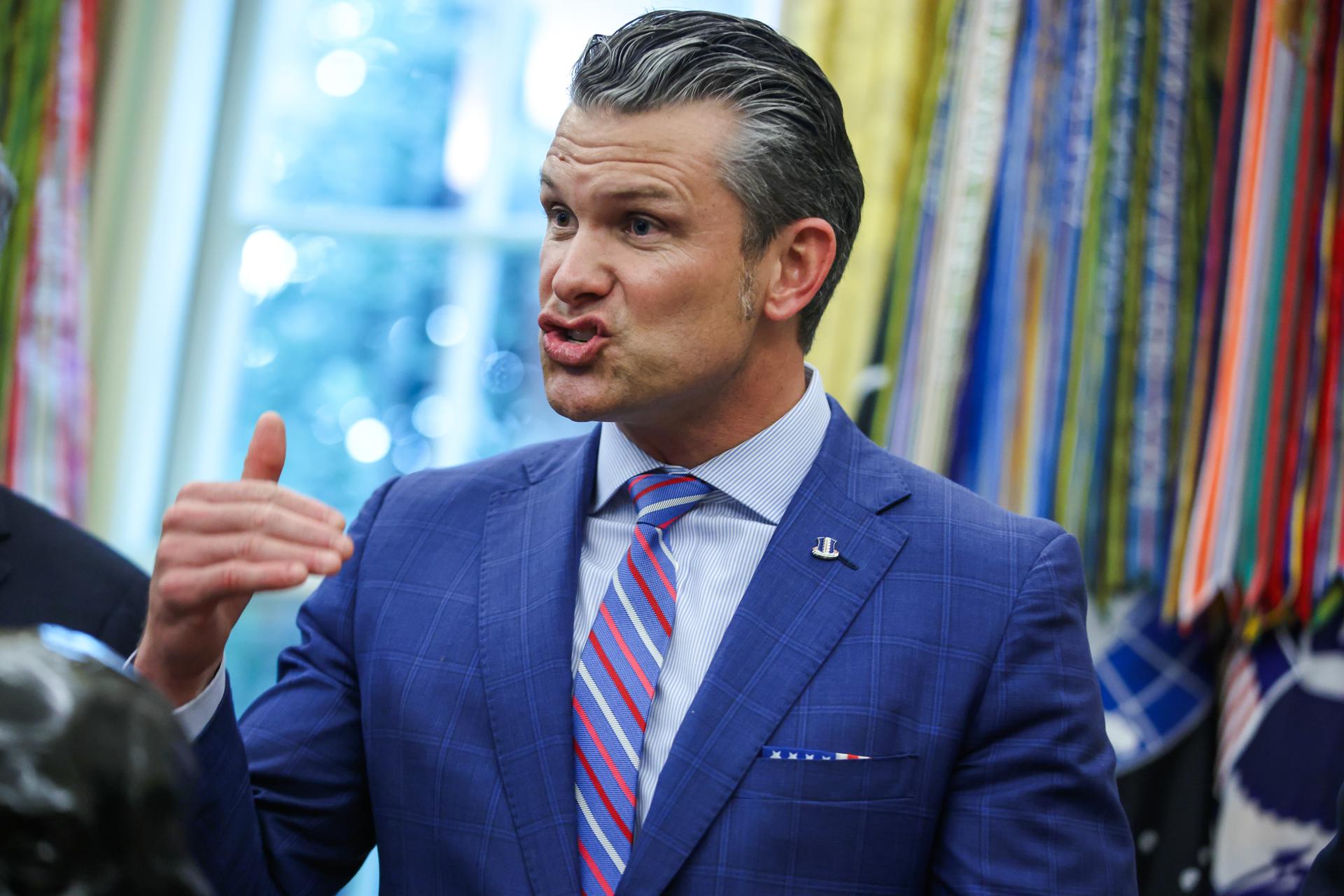 Fotografía del secretario de Guerra de EE.UU., Pete Hegseth. EFE/Samuel Corum
