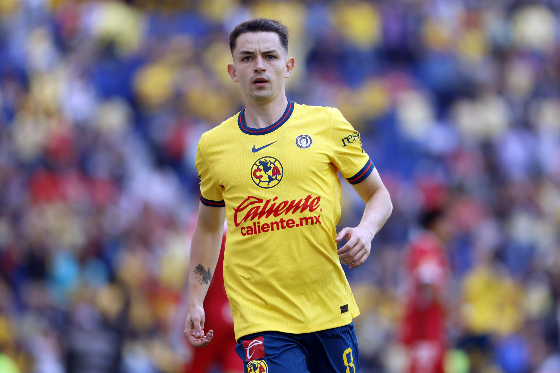 Álvaro Fidalgo del América celebra tras anotar un gol en el estadio Ciudad de los Deportes en Ciudad de México (México). EFE/ Sáshenka Gutiérrez