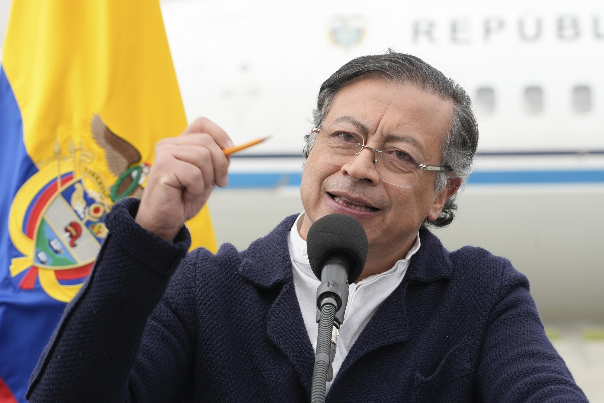 Fotografía del 17 de septiembre de 2025 cedida por la Presidencia de Colombia de su mandatario, Gustavo Petro, durante una alocución, en Bogotá (Colombia). EFE/ Presidencia de Colombia