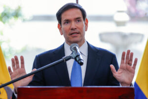 Fotografía de archivo del secretario de Estado de los Estados Unidos, Marco Rubio, hablando en una rueda de prensa en Quito (Ecuador). EFE/ José Jácome / ARCHIVO