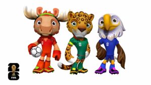 Fotografía cedida por la FIFA que muestra las mascotas oficiales del Mundial 2026, de izquierda a derecha: Maple, el alce canadiense; Zayu, el jaguar mexicano, y Clutch, el águila americana. EFE/FIFA /SOLO USO EDITORIAL /NO VENTAS /SOLO DISPONIBLE PARA ILUSTRAR LA NOTICIA QUE ACOMPAÑA /CRÉDITO OBLIGATORIO
