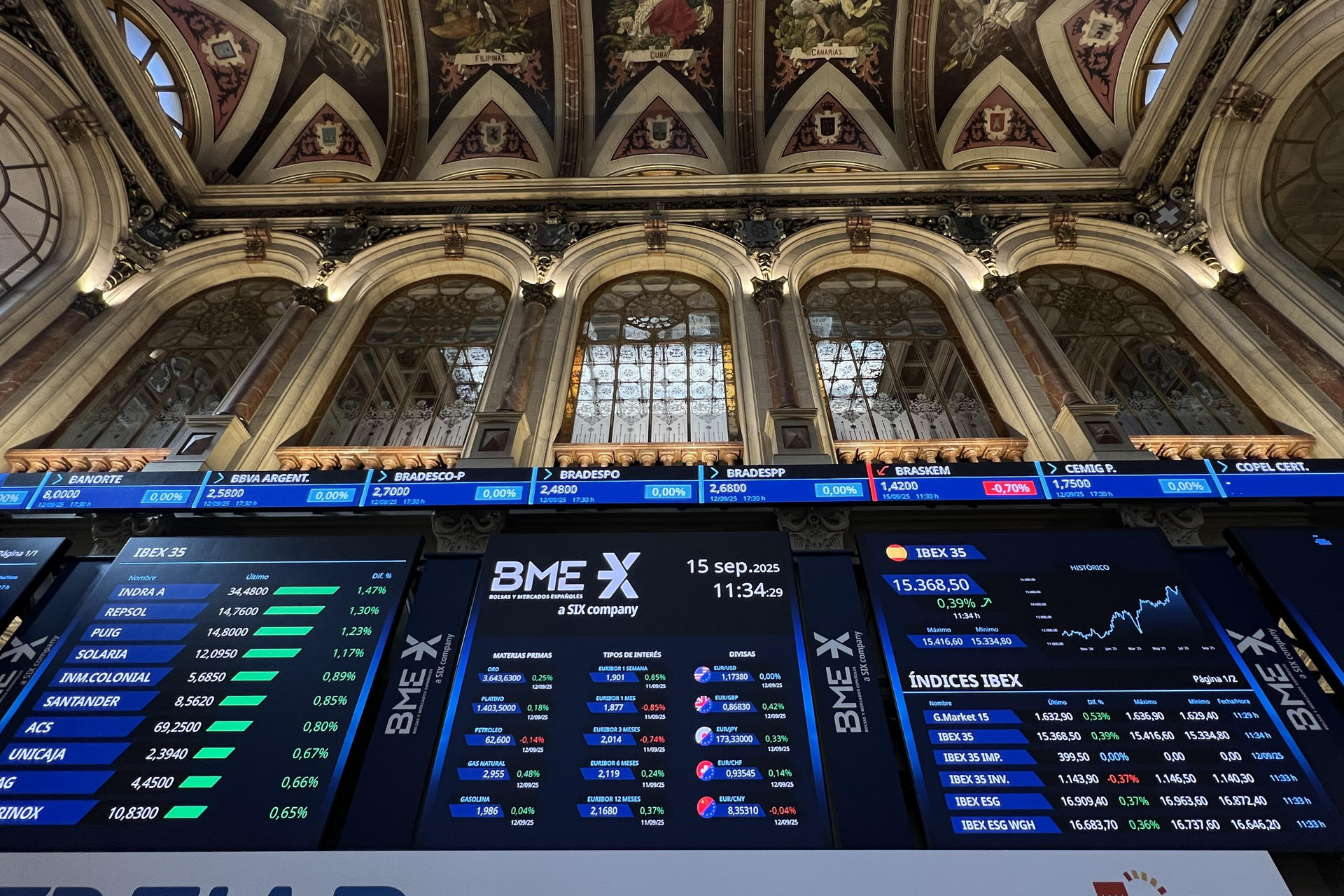 Imagen de este lunes de la Bolsa de Madrid.EFE/ Altea Tejido