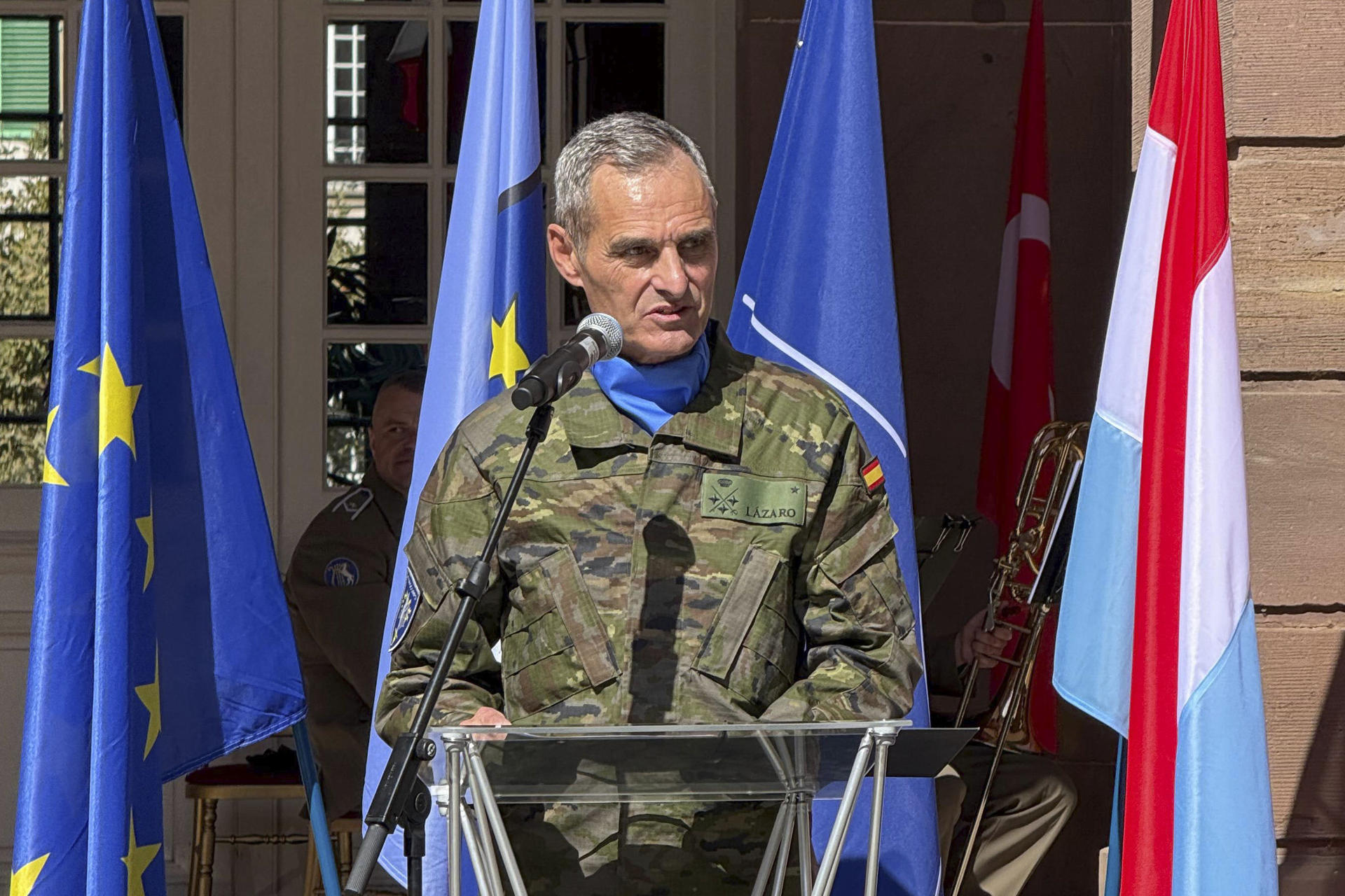 Imagen del general español Aroldo Lázaro en la toma del mando del Eurocuerpo el pasado día 18 de septiembre. EFE/Mº de Defensa