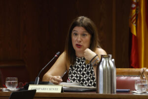 Imagen de archivo de Leire Díez durante su comaprecencia en la comisión de investigación del caso Koldo en el Senado. EFE/ J.J. Guillén