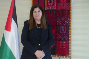 La ministra de Exteriores de la Autoridad Palestina, Varsen Aghabekian. EFE/ Magda Gibelli