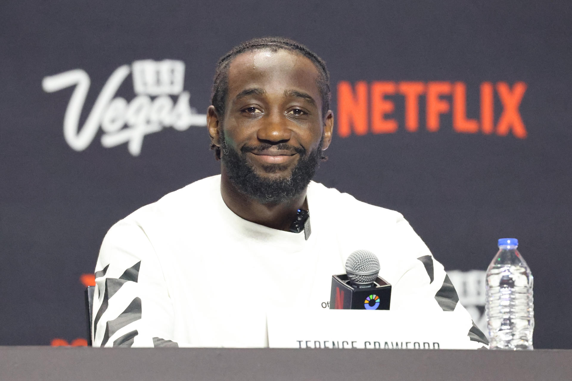 El estadounidense Terence Crawford durante la presentación de su combate en el Arena T-Mobile de Las Vegas (EE.UU.). EFE/Octavio Guzmán