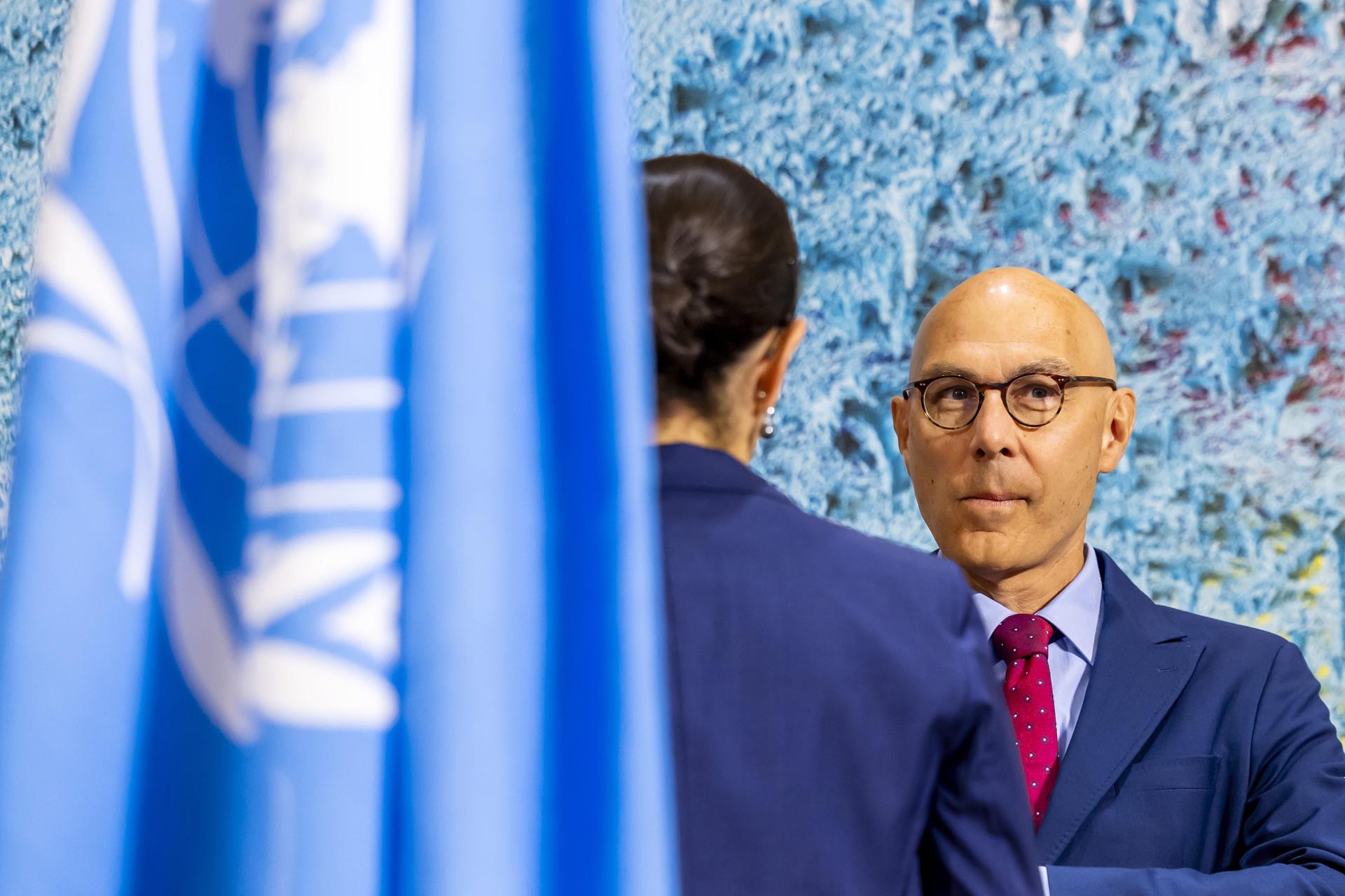 El Alto Comisionado de las Naciones Unidas para los Derechos Humanos, Volker Türk ,en la sede europea de las Naciones Unidas en Ginebra, el 8 de septiembre de 2025. EFE/EPA/SALVATORE DI NOLFI

