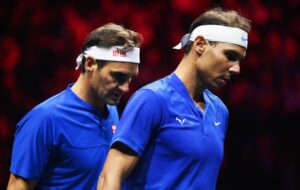 Roger Federer y Rafael Nadal en la Laver Cup de 2022. EFE/EPA/ANDY RAIN/Archivo