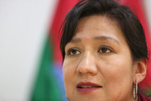 Samanta Coronado, asambleísta departamental por La Paz, fue captada el pasado 4 de septiembre, durante una entrevista con EFE, en La Paz (Bolivia).  EFE/Luis Gandarillas