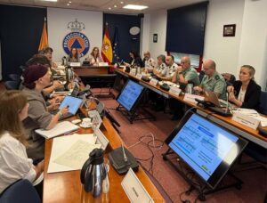Fotografía facilitada por el Ministerio del Interior de la reunión del Comité Estatal de Coordinación y Dirección (CECOD) de Incendios.