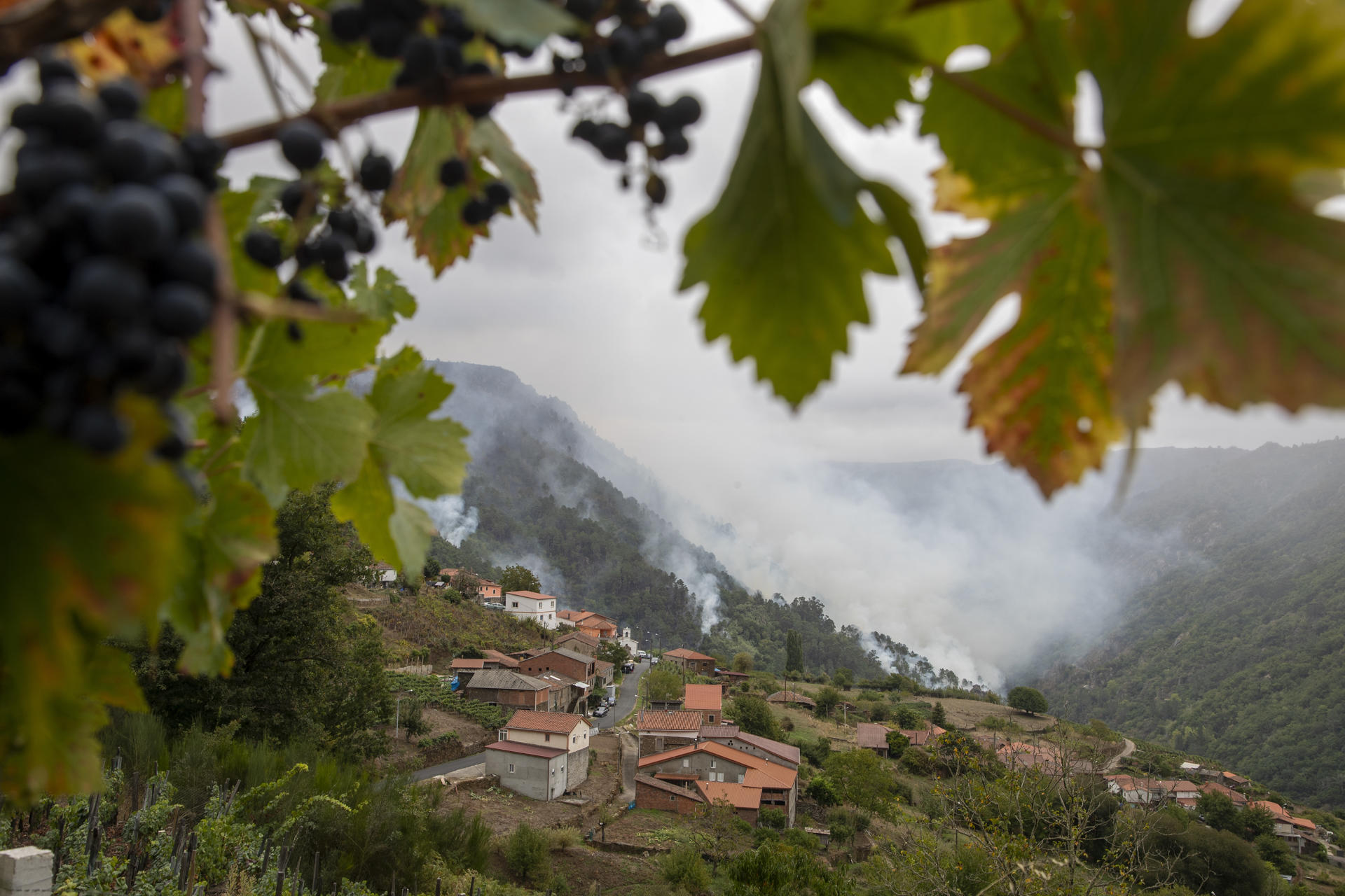 El avance de las llamas en el incendio que asola a los municipios lucenses de Pantón y Sober, originado en el primero de ellos, ha dejado sensaciones de "desesperación e impotencia" entre los vecinos, afectados por una orden de desalojo ante la voracidad del fuego. EFE/Eliseo Trigo