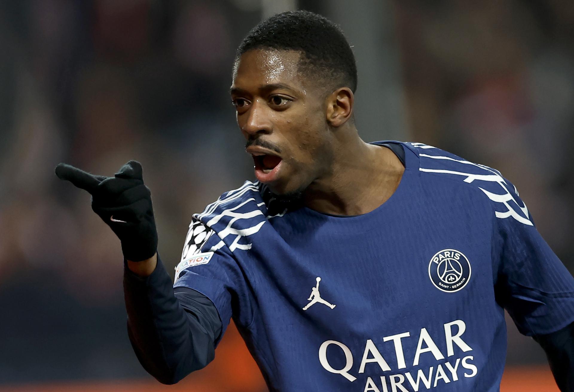 Fotografía de Yoan Valat, en la que puede verse en una imagen de archivo del 11 de febrero de 2025 al futbolista del PSG Ousmane Dembélé of PSG. EFE
