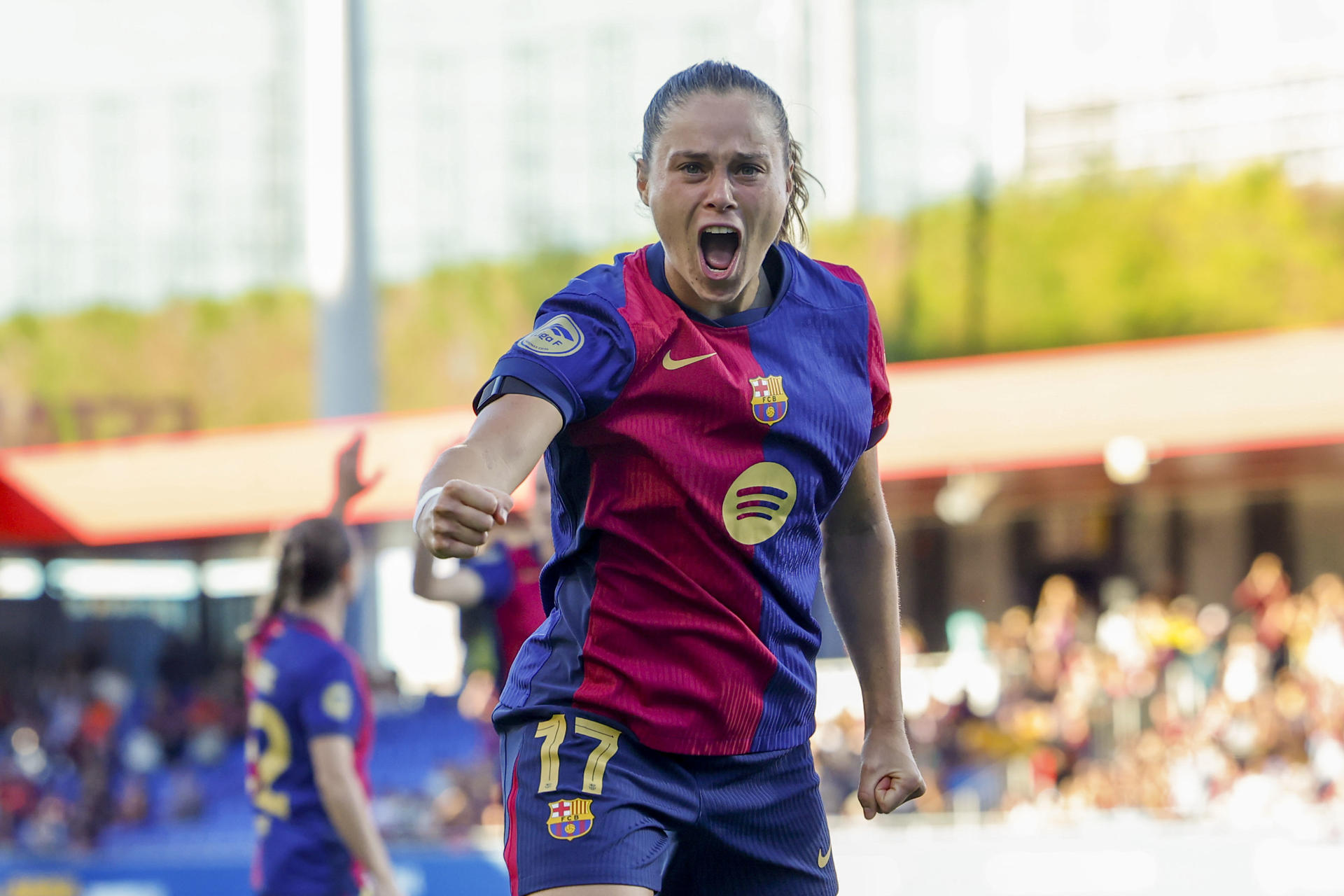 Fotografía de Alberto Estévez, en la que puede verse en una imagen de archivo del 28 de septiembre de 2024 a la delantera polaca del FC Barcelona Ewa Pajor. EFE
