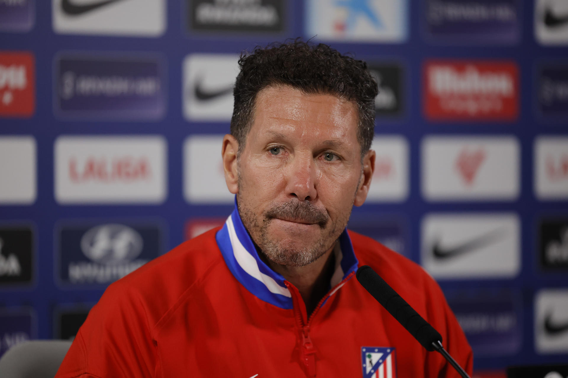 Simeone, durante la rueda de prensa.-EFE/ Zipi Aragón
