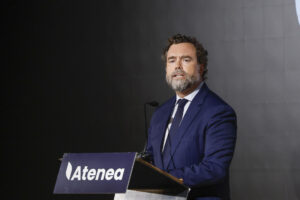 El exdiputado de Vox Iván Espinosa de los Monteros durante el acto en el que presenta la Fundación Atenea, este jueves en Madrid. EFE/ Juanjo Martín