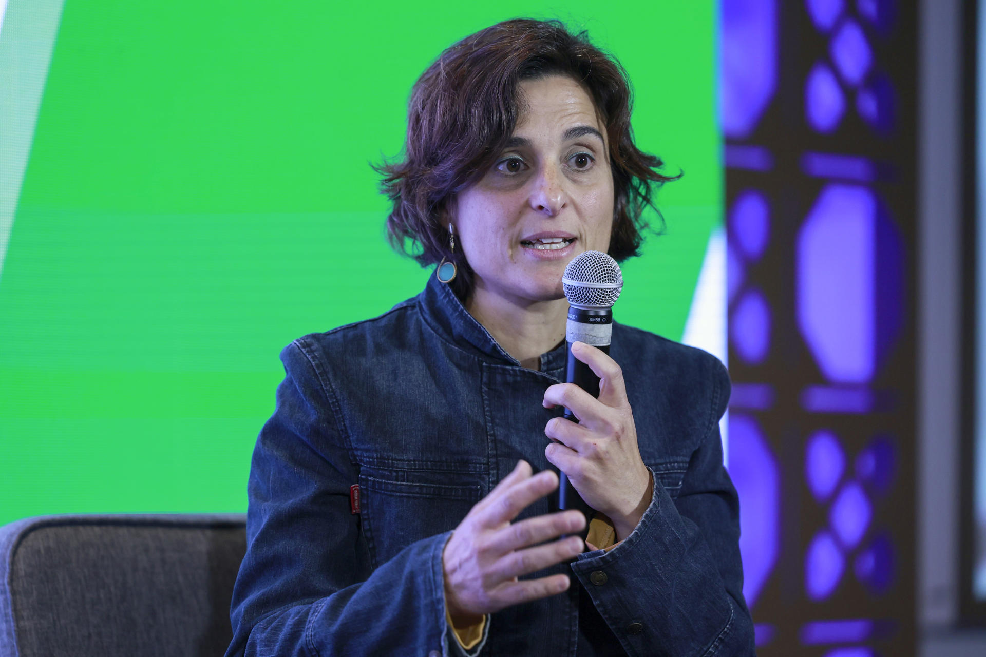 La coordinadora técnica de la Fundación ProYungas, Estefania Sánchez Cuartielles, habla en el III Foro Latinoamericano de Economía Verde (FLEV) este jueves, en São Paulo (Brasil). EFE/ Sebastiao Moreira