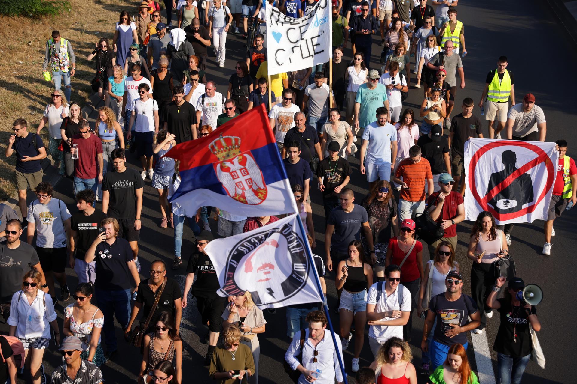 Protesta contra la brutalidad policial en Belgrado, Serbia, 08 de septiembre de 2025. EFE/EPA/ANDREJ CUKIC