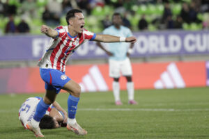 Alexandro Maidana de Paraguay celebra un gol este sábado durante el partido del grupo B de la Copa Mundial Sub-20 ante Panamá en el estadio Elías Figueroa Brander, en Valparaiso (Chile). EFE/ Adriana Thomasa