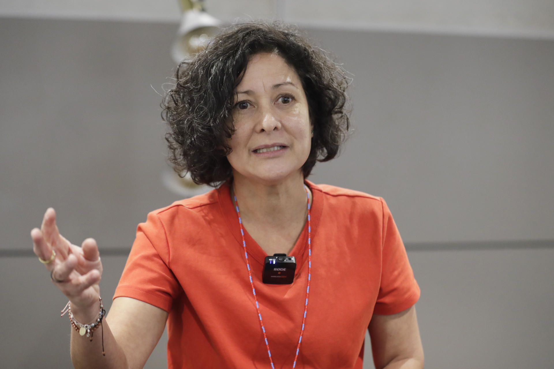 La escritora colombiana Pilar Quintana fue captada el pasado 3 de septiembre, durante una entrevista con EFE, en Bogotá (Colombia). EFE/Carlos Ortega
