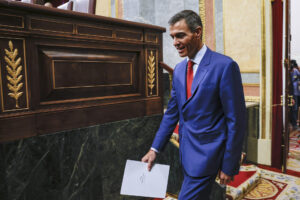 El presidente del Gobierno, Pedro Sánchez este miércoles en el Congreso. EFE/ J.J. Guillén