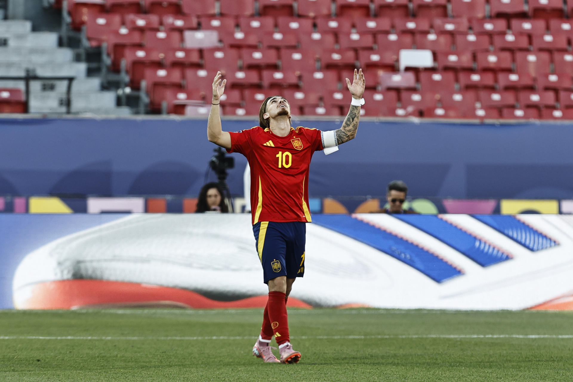 Iker Bravo de España celebra un gol en un partido de la Copa Mundial Sub-20. EFE/ Osvaldo Villarroel
