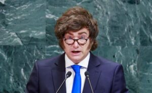 Fotografía de archivo del presidente de Argentina, Javier Milei, durante una sesión de la Asamblea General de las Naciones Unidas, en Nueva York (Estados Unidos). EFE/ Kena Betancur