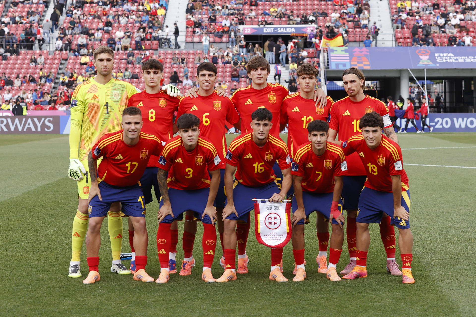 Selección Sub-20 de España que compite en el Mundial de la categoría en Chile. EFE/Elvis González
