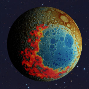 Científicos de la Universidad estadounidense de Arizona han desvelado importantes detalles de la cara oculta y menos conocida de la Luna que explicarían algunas de las enormes y enigmáticas diferencias entre los dos lados del único satélite natural de la Tierra. La cuenca de impacto del Polo Sur-Aitken, en la cara oculta, se formó tras un impacto hacia el sur (hacia la parte inferior de la imagen. Fotografía facilitada por Jeff Andrews-Hanna/Universidad de Arizona/NASA/NAOJ
